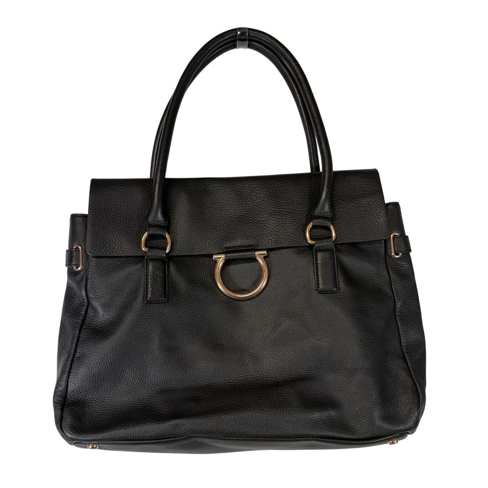 LC Lauren Conrad Black Pebbled‎ Leather Satchel Top Handle Shoulder Bag